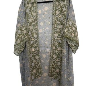 Floral Kimono wrap Cover up Boho Beach Sheer Feminine
